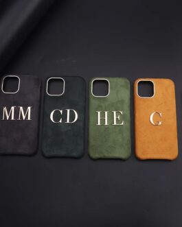 Luxury Winter Fabric Custom Initial Golden Metal iPhone Soft Case