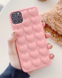 Light Pink 3D Hearts iPhone Soft Case