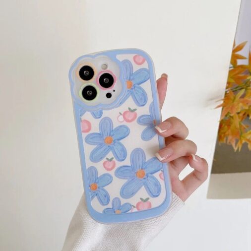 Pink Blue Tulip Lens Flower iPhone Soft Silicone Case