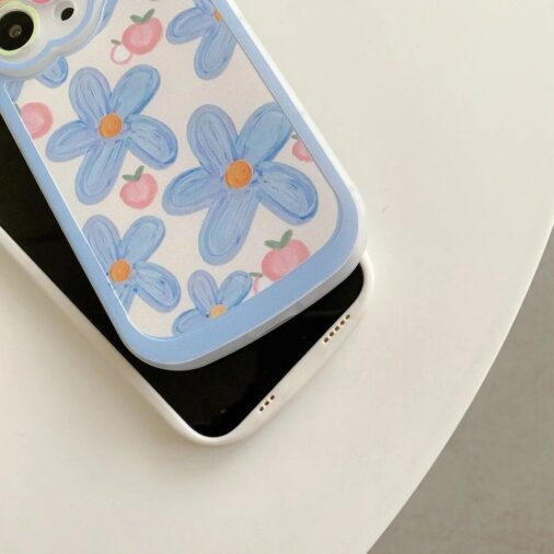 Pink Blue Tulip Lens Flower iPhone Soft Silicone Case
