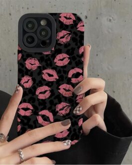 Vintage Leopard Pink Kiss Textured iPhone Soft Silicone Case