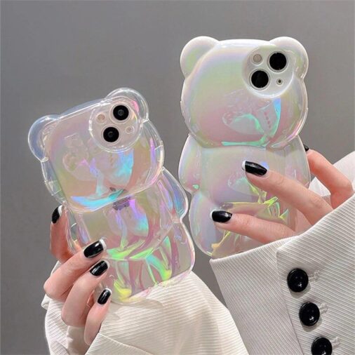 3D Cute Bear Laser Silicone iPhone Soft Case