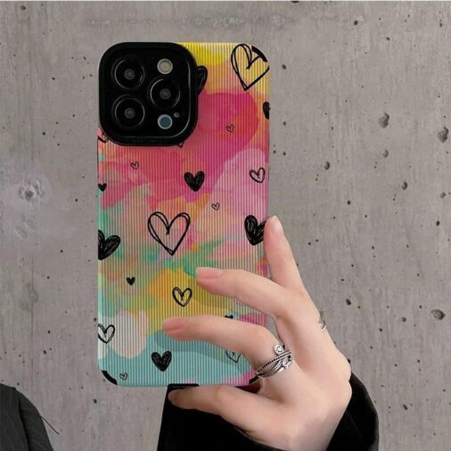 Colorful Heart Bright Textured iPhone Soft Silicone Case