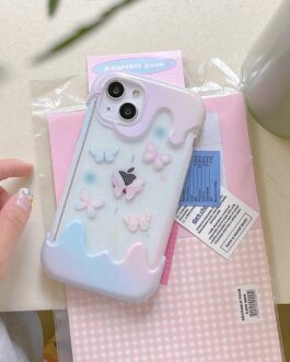 Melting Ice Cream Gradient Butterfly Transparent iPhone Soft Case