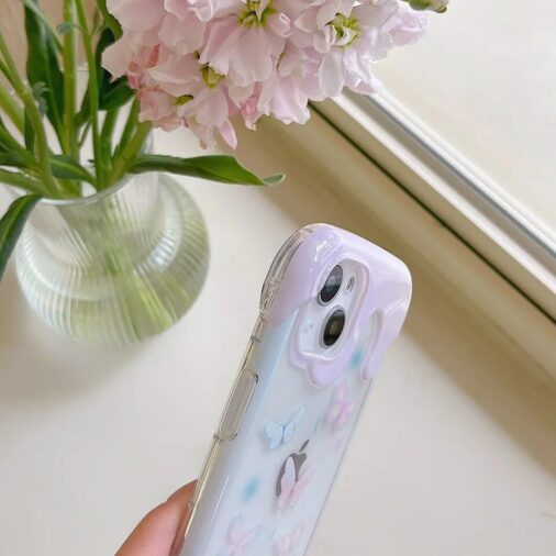 Melting Ice Cream Gradient Butterfly Transparent iPhone Soft Case