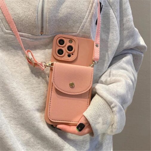 Crossbody Wallet iPhone Silicone Rubber Soft Case