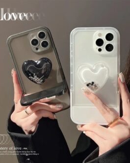 Heart Holder Phone Stand iPhone Transparent Soft Silicone Case