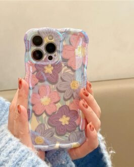 Purple Laser Flowers Holographic iPhone Soft Silicone Case