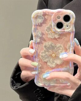 Pink Laser Flowers Holographic iPhone Soft Silicone Case