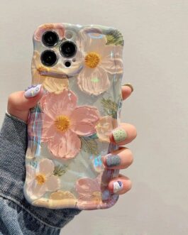 Light Blue Laser Flowers Holographic iPhone Soft Silicone Case