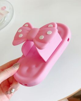 3D Bow Knot Slippers Stand Rubber Silicone Case For iPhone 13 & iPhone 14