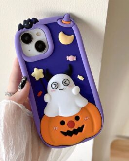 Pumpkin Ghost Halloween Rubber Silicone Case For iPhone 13 & iPhone 14