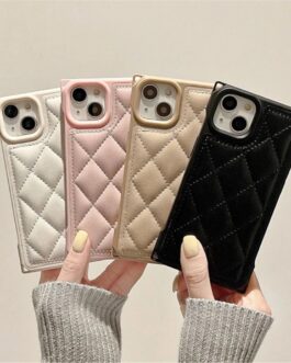 Pink Square Leather Grid iPhone 13 & iPhone 14 Case