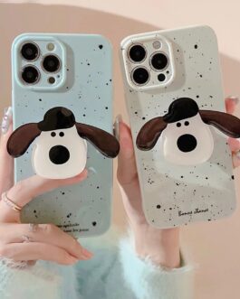 Candy Blue Cute Dog Holder iPhone Soft Silicone Case
