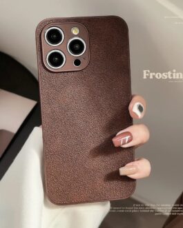 Frosted Brown Leather Anti-Fall iPhone Soft Case