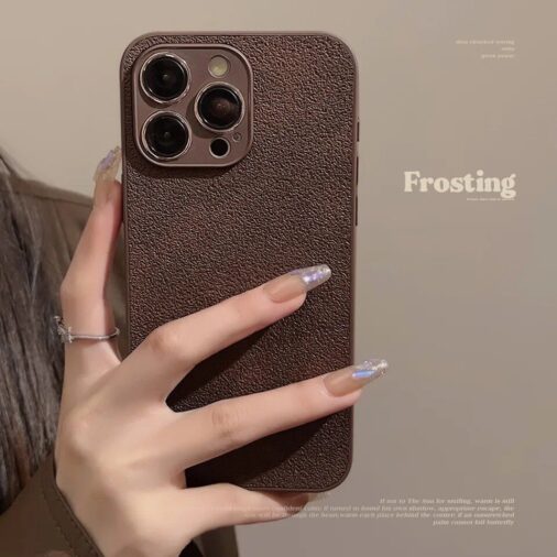 Frosted Brown Leather Anti-Fall iPhone Soft Case