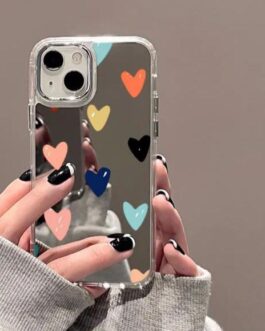 iPhone Colorful Hearts Mirror Hybrid Silicone Case