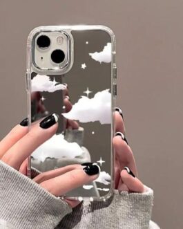 iPhone White Cloud Mirror Hybrid Silicone Case