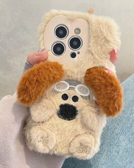 Plush Brown Bear Fur Soft Silicone Case For iPhone 14