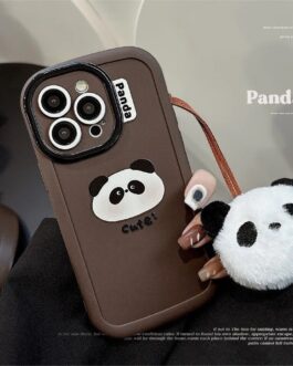 Panda Cute Round Bracelet Holder iPhone Soft Silicone Rubber Case For iPhone 14