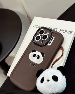 Panda Cute Round Bracelet Holder iPhone Soft Silicone Rubber Case For iPhone 14