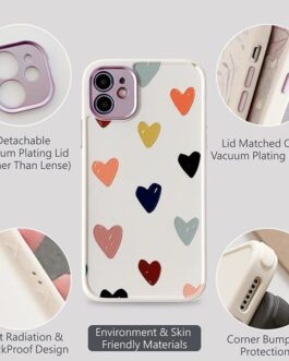 Colorful Hearts White Case iPhone Soft Silicone Case For iPhone 14 & 13