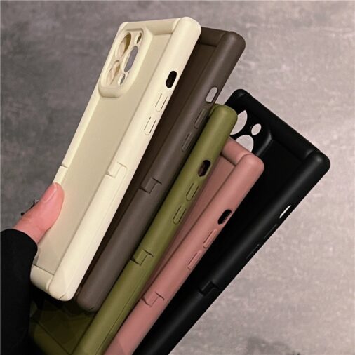 Square Rubber Bracket Holder Soft Silicone iPhone Case