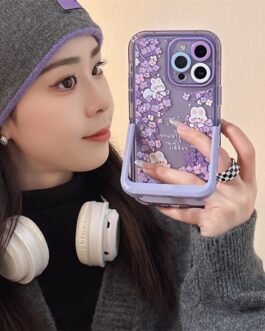 Rabbit Purple Holder Stand Semi-Transparent iPhone Case