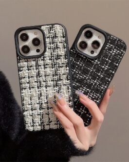 Woven Warm Fabric Grid iPhone Bumper Soft Silicone Case