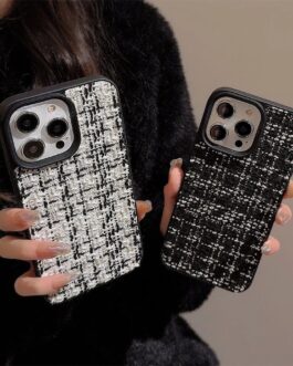 Woven Warm Fabric Grid iPhone Bumper Soft Silicone Case