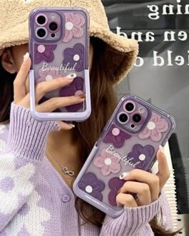 Floral Purple Holder Stand Semi-Transparent iPhone Case
