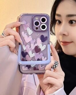 Hearts Purple Holder Stand Semi-Transparent iPhone Case