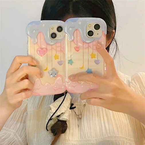 Melting Icecream Gradient Star Glittering Chic Soft iPhone Case