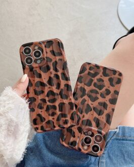 Brown Leopard Textured Soft Silicone iPhone Case
