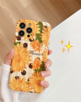 Orange Big Floral Flowers Textured Soft Silicone iPhone Case